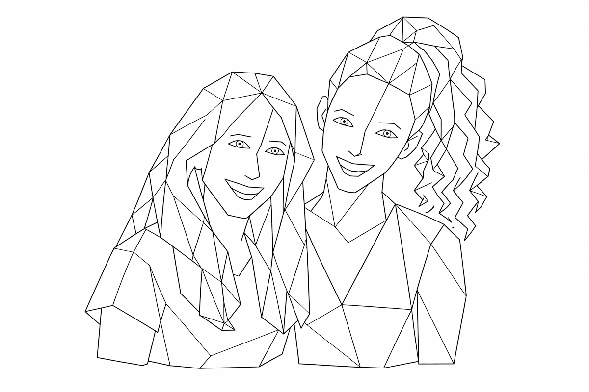 אורטל ושני, מייסדות PaperPop — איור קווי גאומטרי